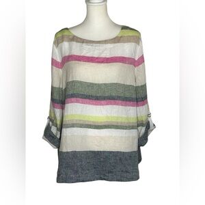 Charter Club NWT Linen Striped Boatneck Tunic Sz XL Coastal Grandma Old Money